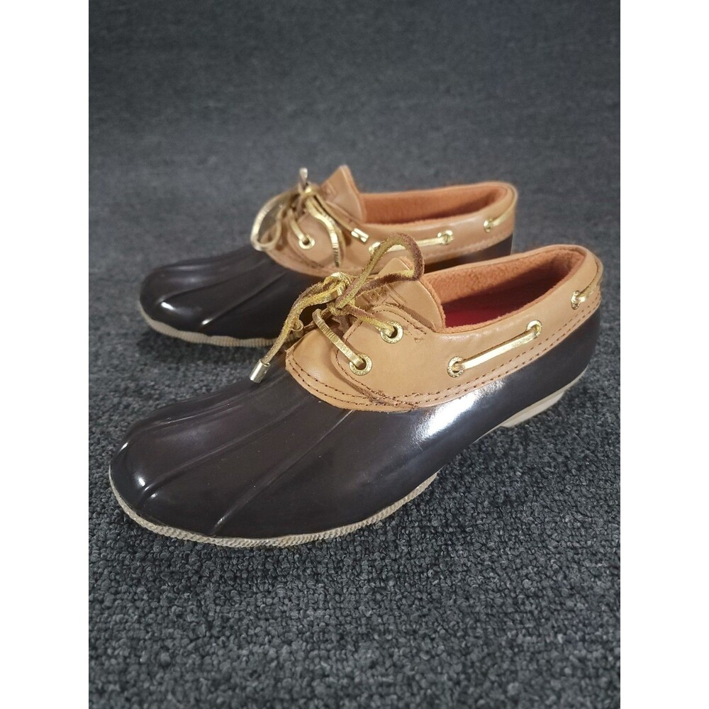 Sperry Saltwater Waterproof Duck Boots Womens Size 8.5 Rain Leather Rubber Shoes